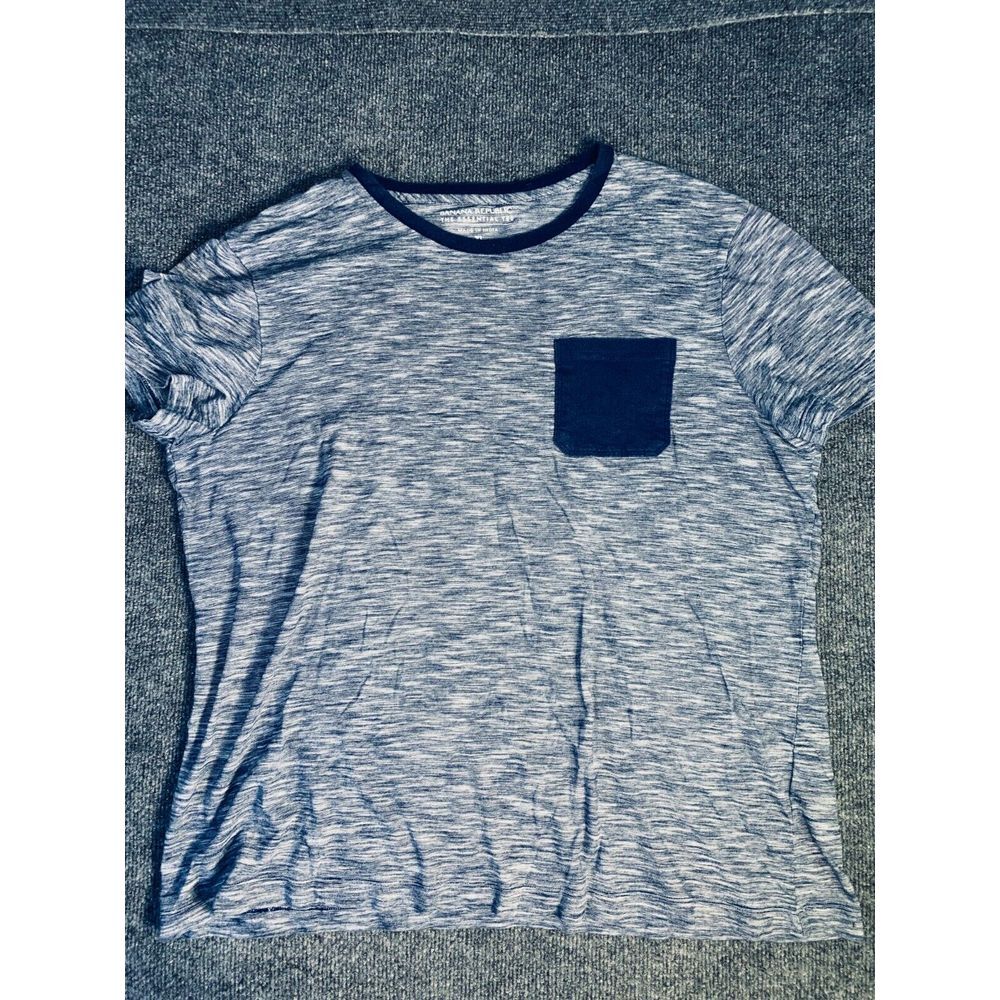 Banana Republic The Essentials Tee Shirt Men's XL Blue Space Dye Short Sleeve
